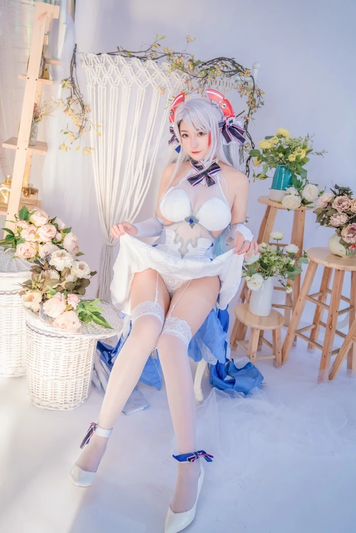人气动漫Coser@猫九酱sakura 碧蓝誓约 洁白婚沙COS [95P/170MB]