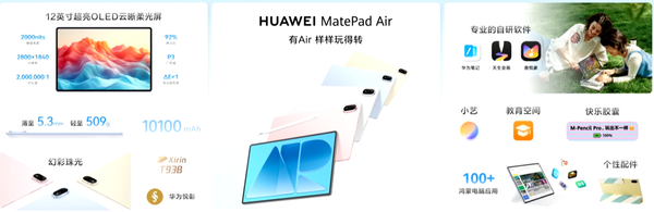 全新华为MatePad Air平板发布:仅5.3mm厚 5299元起