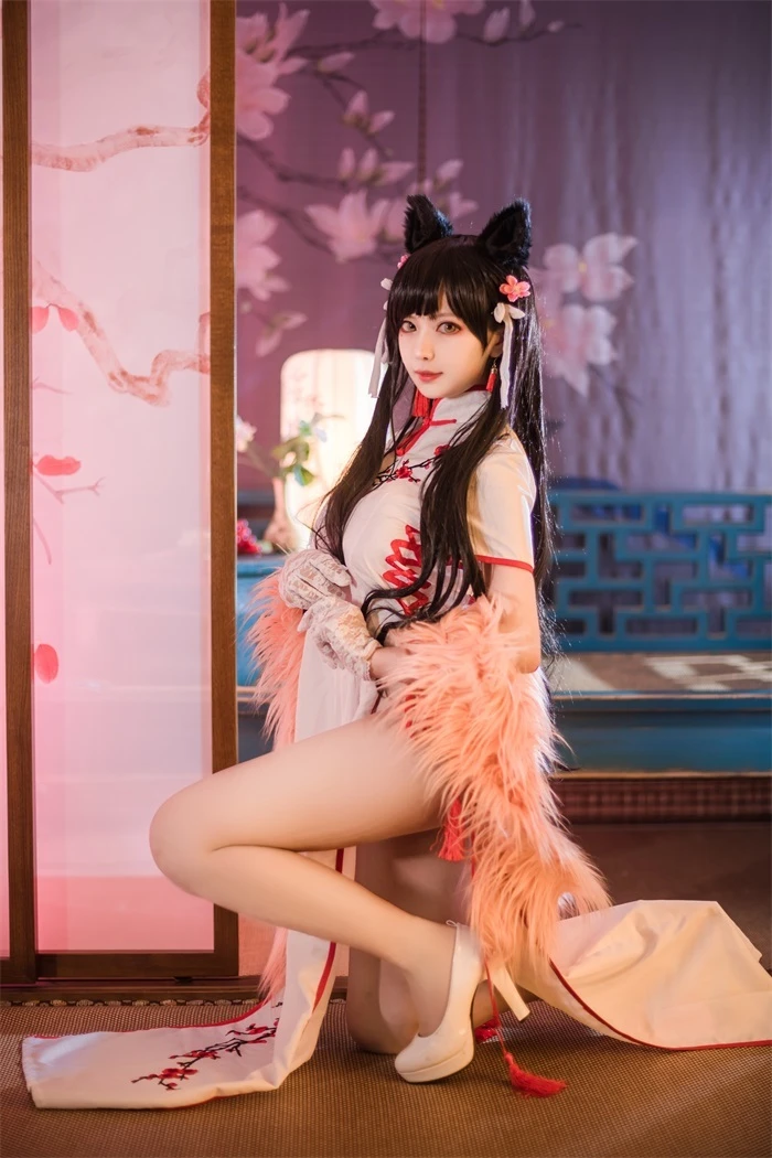 人气动漫Coser@Shika小鹿鹿 爱宕粉色旗袍兽耳[30P/63MB]