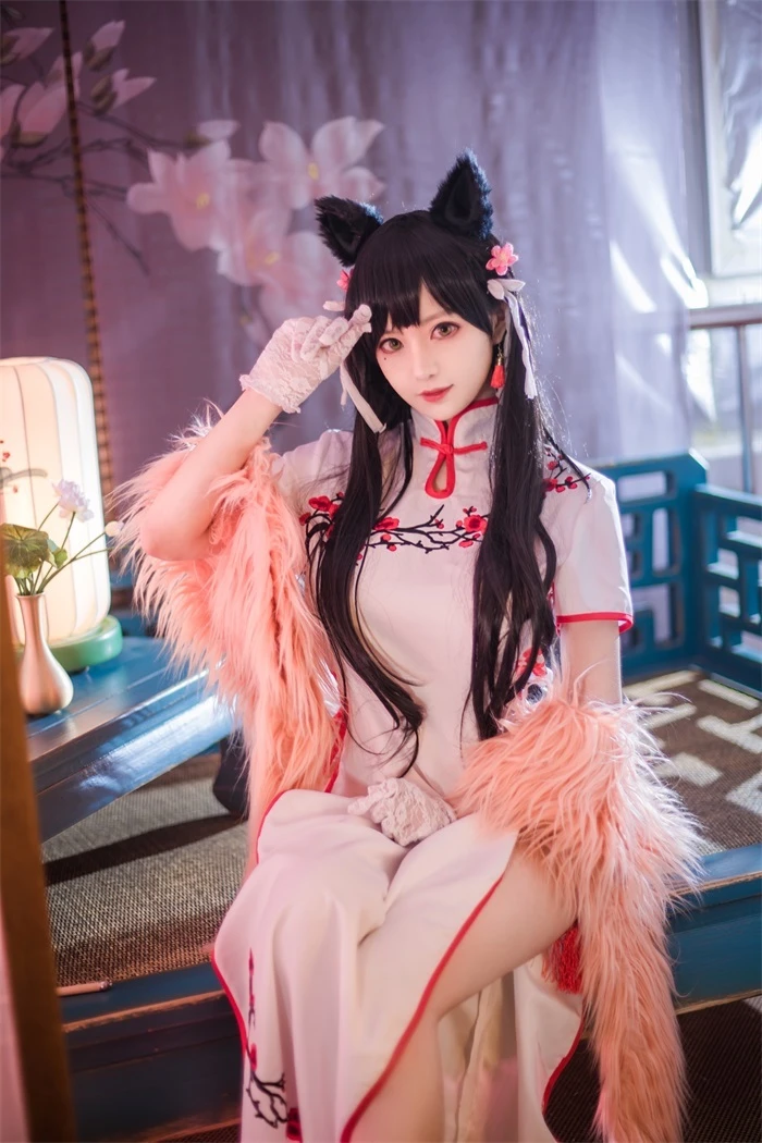 人气动漫Coser@Shika小鹿鹿 爱宕粉色旗袍兽耳[30P/63MB]