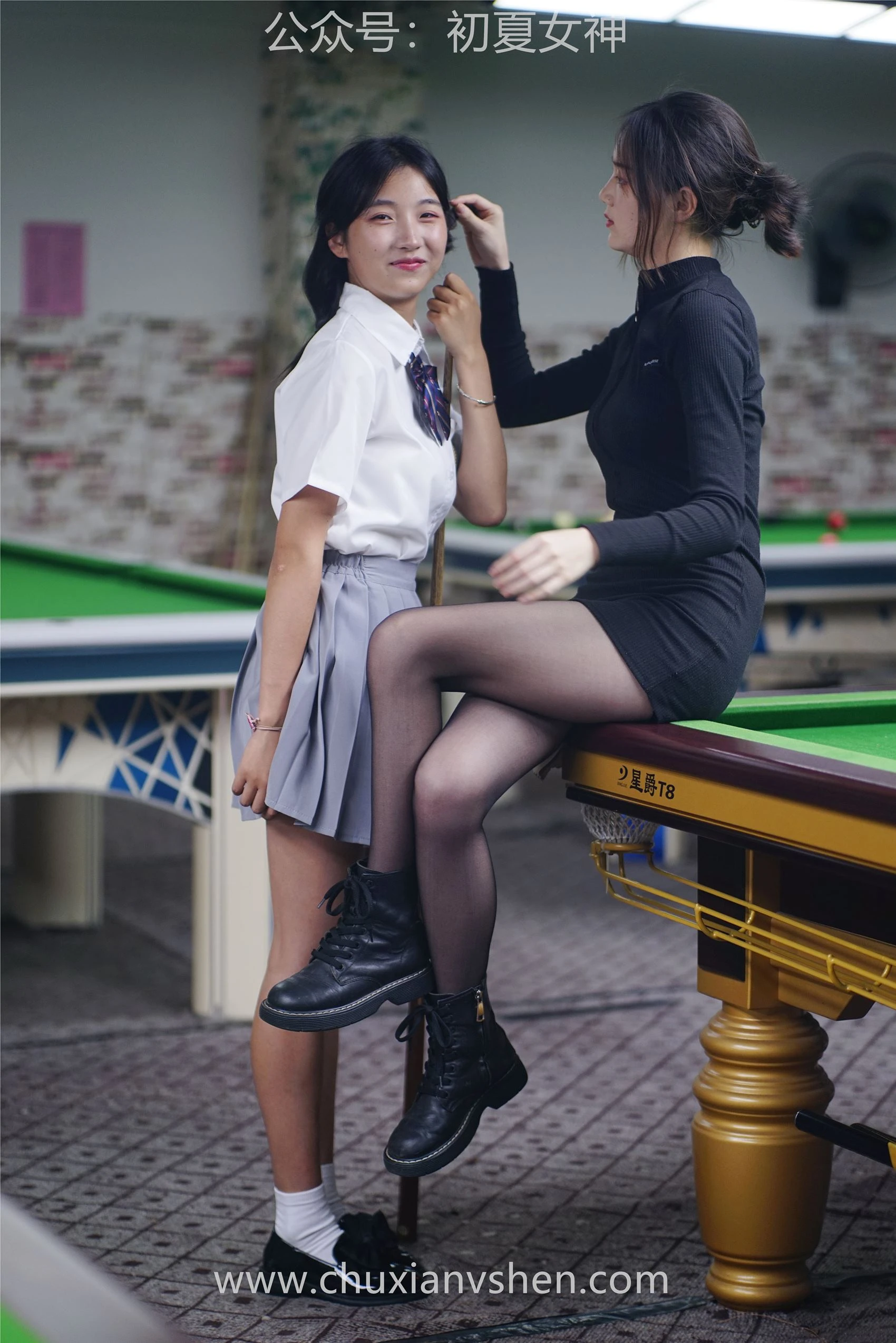 [初夏女神] NO.096 大发&点点~《姐妹同台》行不行台球桌碰一碰 [133P/1V/8.81G]