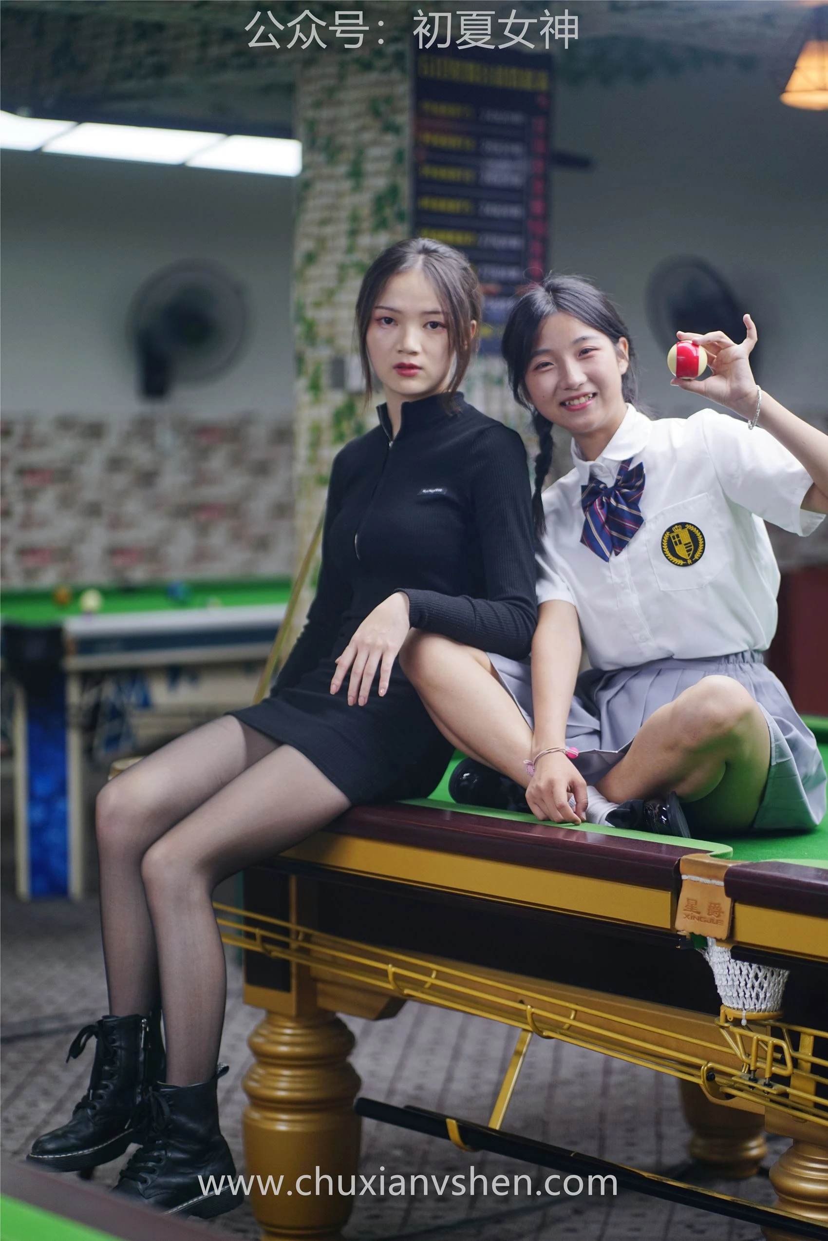 [初夏女神] NO.096 大发&点点~《姐妹同台》行不行台球桌碰一碰 [133P/1V/8.81G]