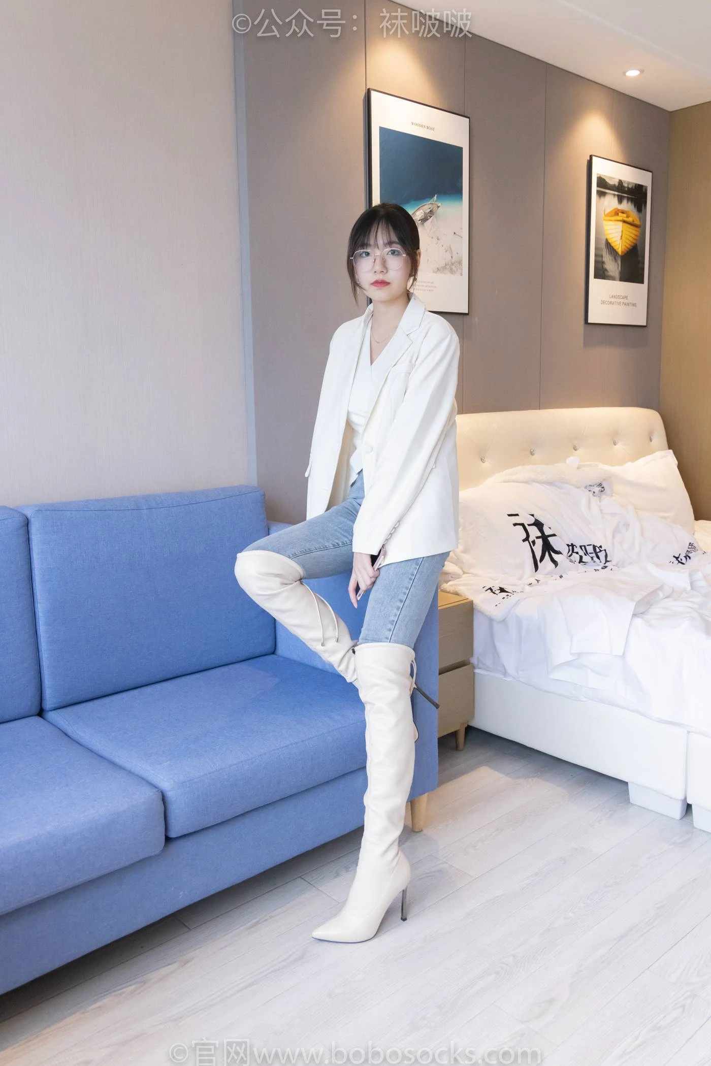 [BoBoSocks袜啵啵]NO.050 小甜豆-高跟长靴、白棉袜 [175P/1V/8.02GB]