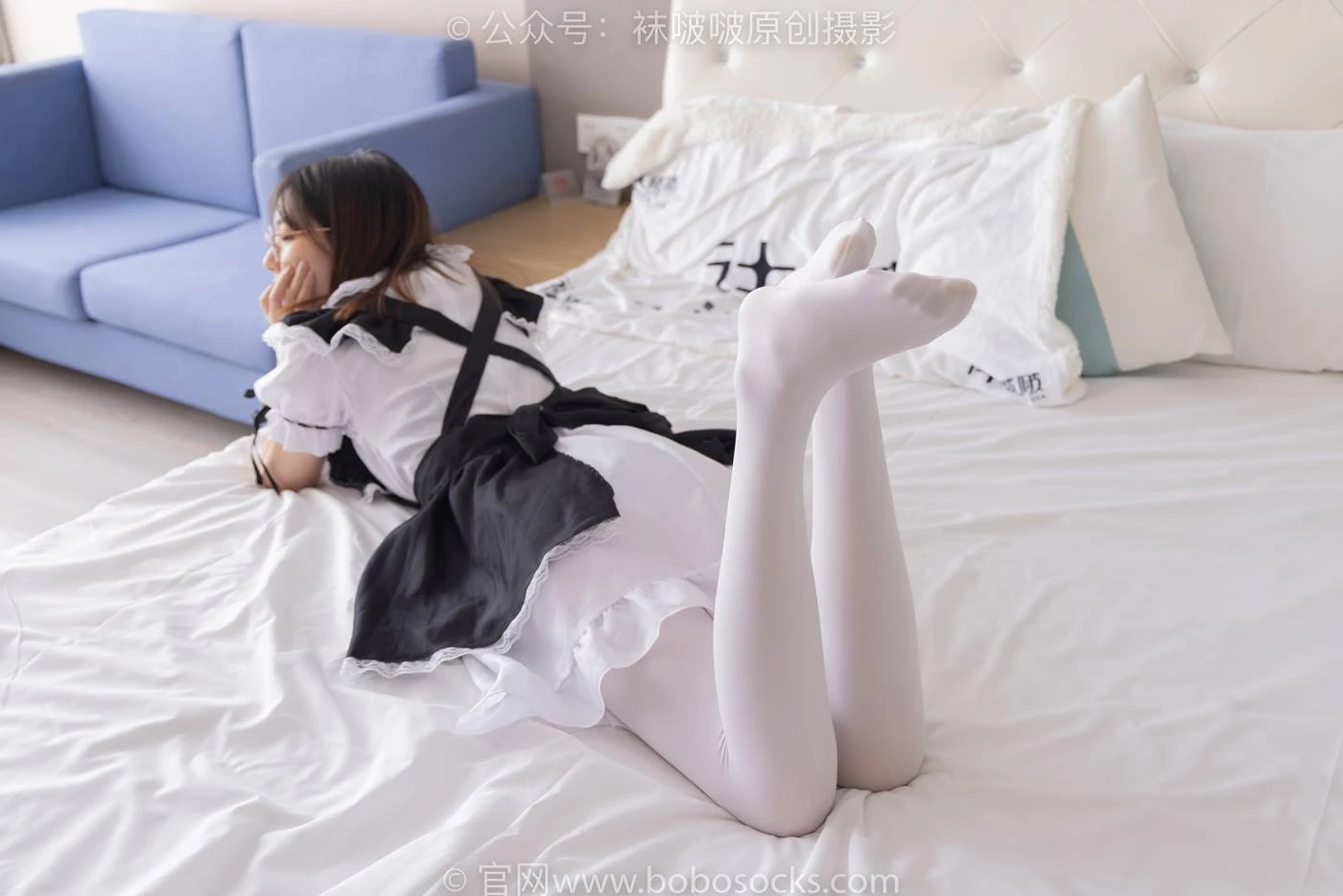 [BoBoSocks袜啵啵]NO.195 小甜豆-黑皮鞋、厚白丝、钕仆装[135P/1V/5.56GB]