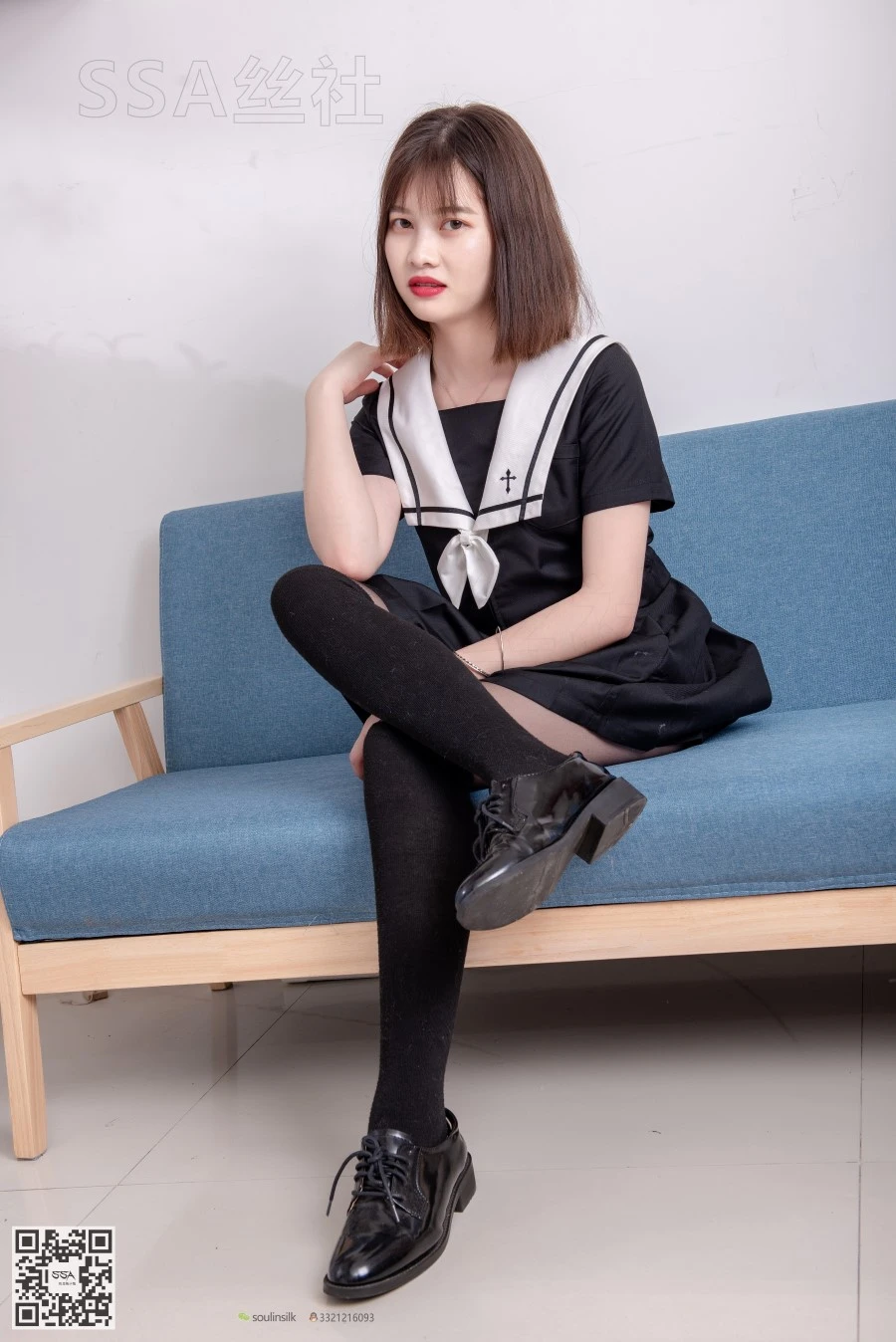 [SSA丝社]超清写真 NO.113 穗子 腿模穗子教你穿黑色系JK制服 [156P/2.24GB]