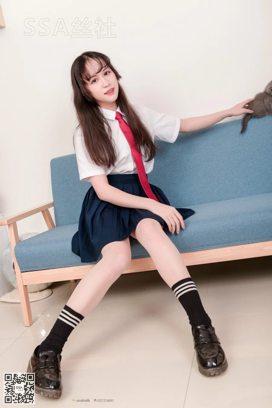 [SSA丝社]超清写真 NO.141 丹丹 JK制服黑色半膝袜肉丝穿搭示范 [133P/2.09GB]