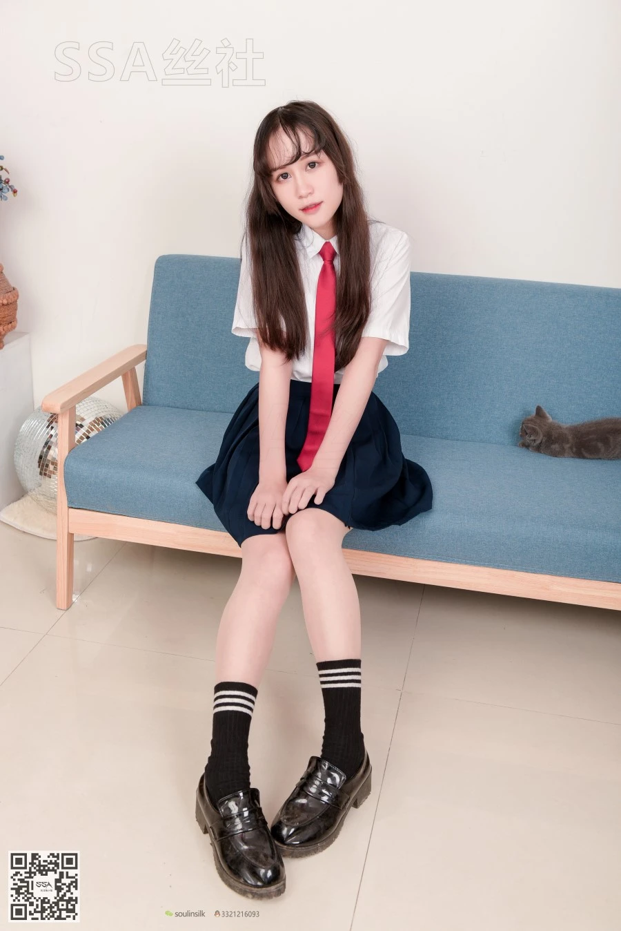 [SSA丝社]超清写真 NO.141 丹丹 JK制服黑色半膝袜肉丝穿搭示范 [133P/2.09GB]