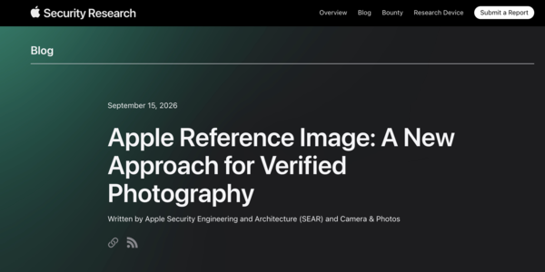 苹果公布Reference Image技术文档 给照片留一张可信“底片”
